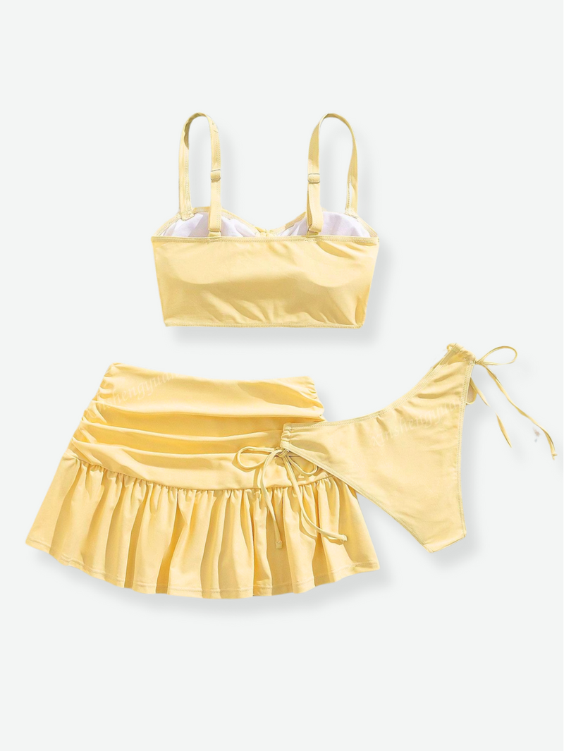 LUNA 3-Piece Bikini Set with Skirt