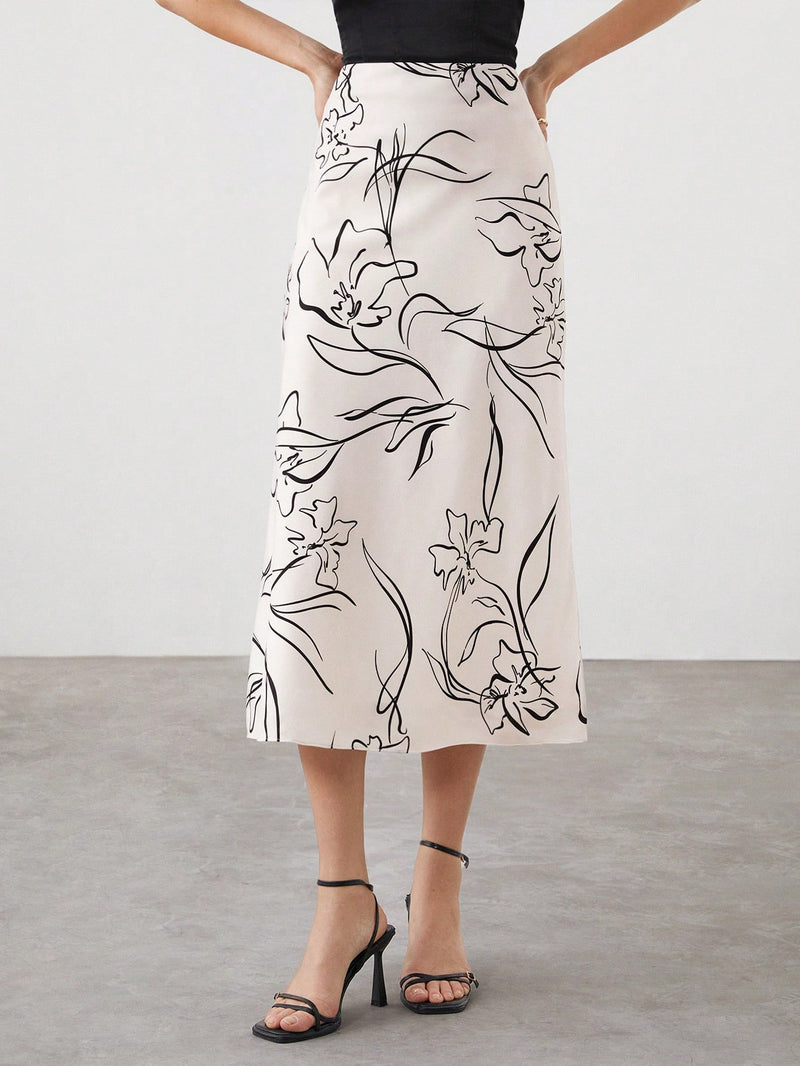 SIENNA Minimalist Floral Print Skirt