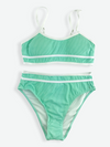 LOREN Ribbed High Waisted Bikini Set in Seafoam Green