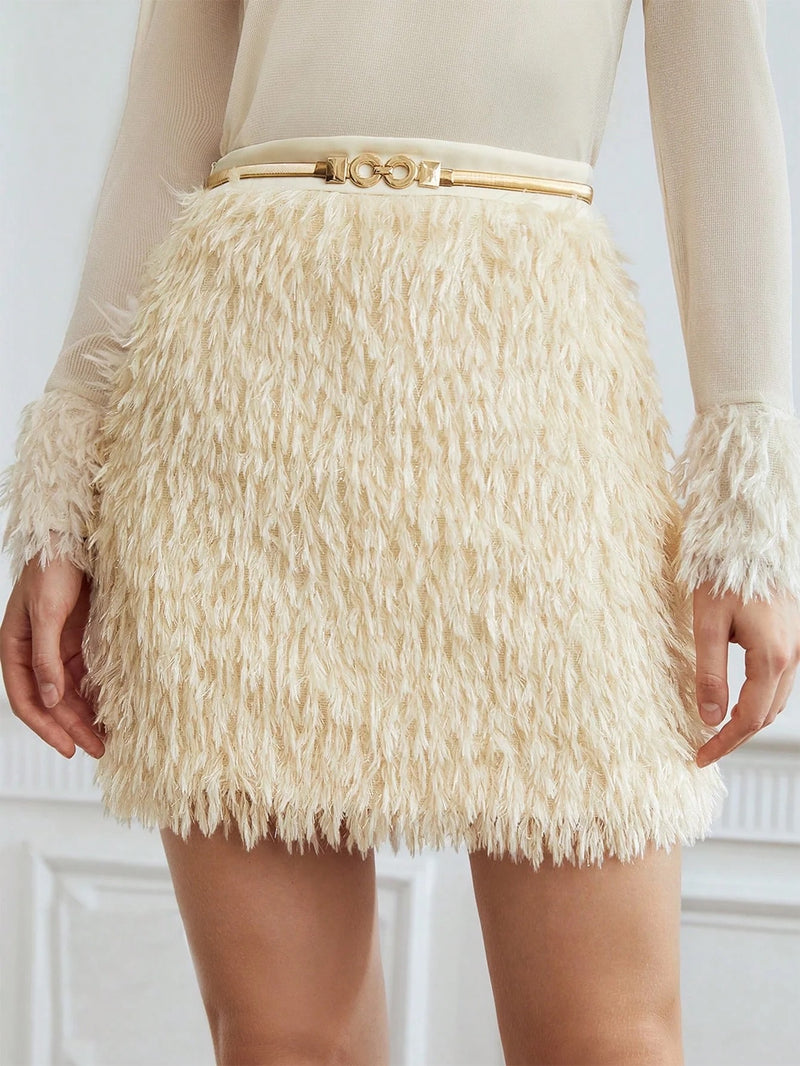 LEIA Faux Fur Mini Skirt (No Belt)
