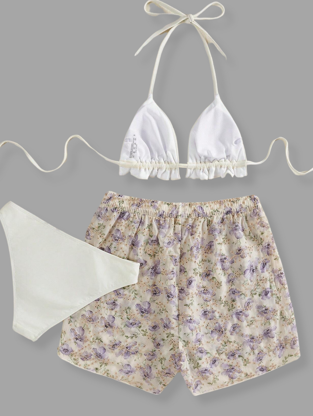 POPPY 3-Piece Bikini Set with Shorts