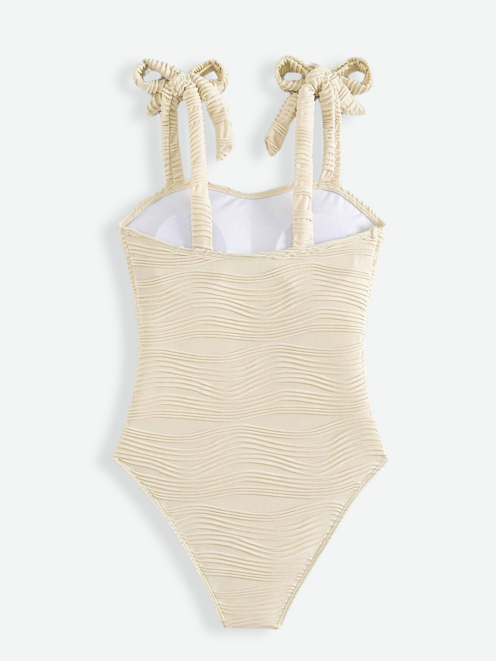 BLAKE Solid Textured Tie Shoulder One Piece Swimsuit