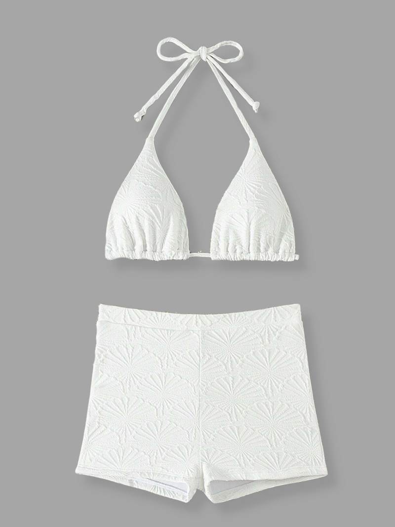 KEALA Shell Print Bikini Top with Swim Shorts