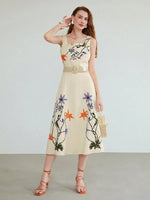 MIYOURI Embellished Floral Midi Dress (No Belt)