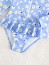 ADDIE Kids Floral Print Long Sleeved One Piece Swimsuit