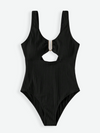 BROOKLYN Textured Cut out Front Neck One Piece Swimsuit