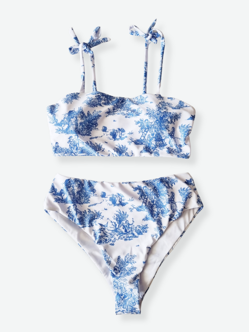 DANIELLA Toile De Jouy Print High Waist Bikini Set