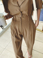 HANA Button Front Shirt and Wide Leg Pants