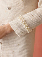 SHARA Tweed Long Sleeved Dress with Pearls
