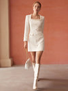 SHARA Tweed Long Sleeved Dress with Pearls