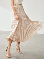 YUMI Silk Pleated Flowy Skirt