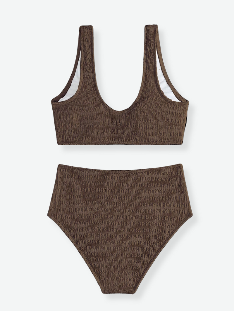 BAILEY Textured High Waist Bikini Set