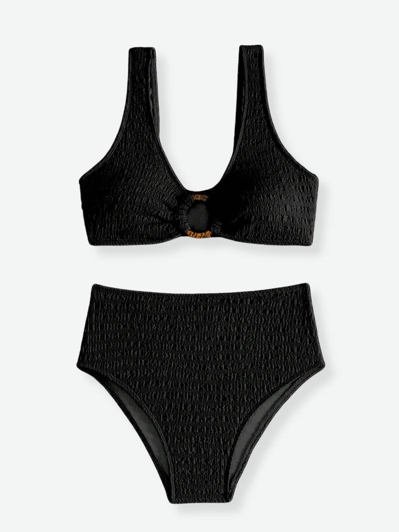 BAILEY Textured High Waist Bikini Set