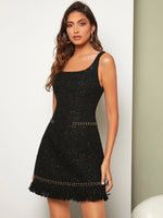 Black Tweed Glittered Dress