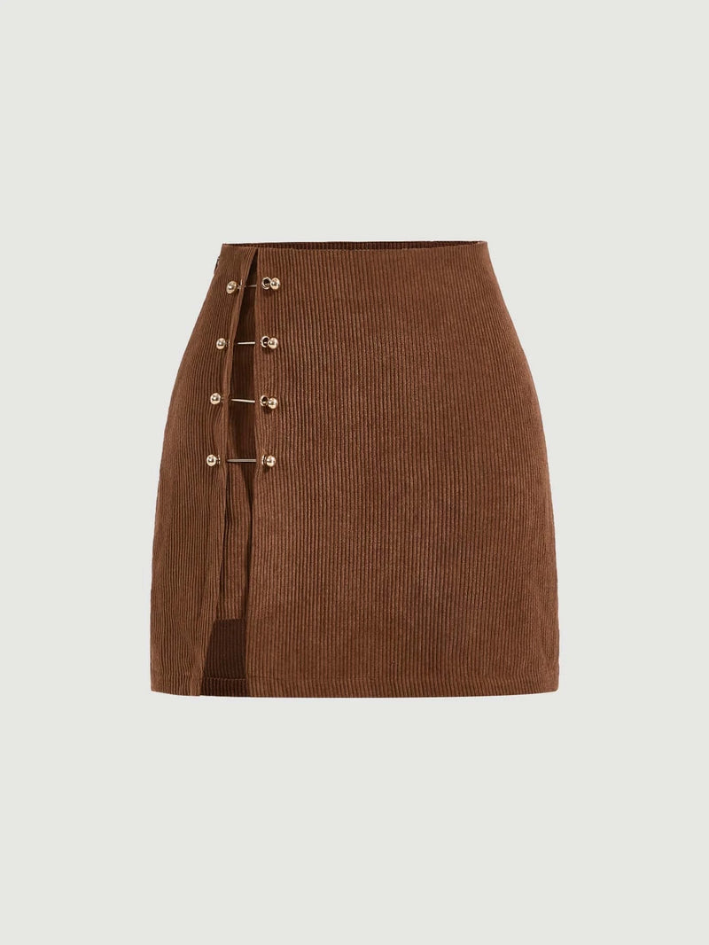 PARKER Metal Hardware Asymmetrical Hem Skirt