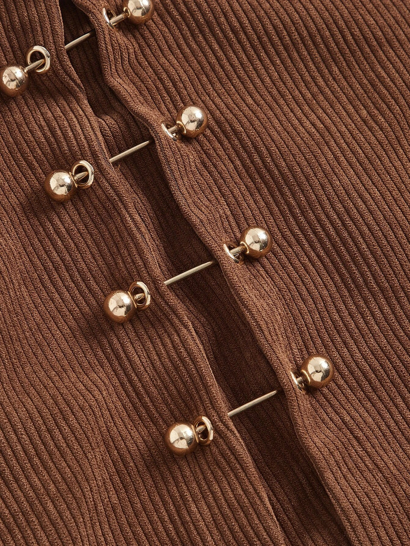 Metal Hardware Asymmetrical Hem Skirt