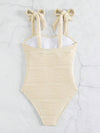 BLAKE Solid Textured Tie Shoulder One Piece Swimsuit