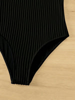 Textured Cut out Front V Neck One Piece Swimsuit