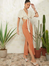 Tie Front Cutout Waist Dress