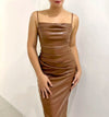 Ruched Leather Bodycon Dress