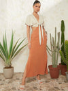 Tie Front Cutout Waist Dress