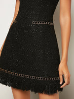 Black Tweed Glittered Dress