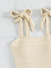 BLAKE Solid Textured Tie Shoulder One Piece Swimsuit